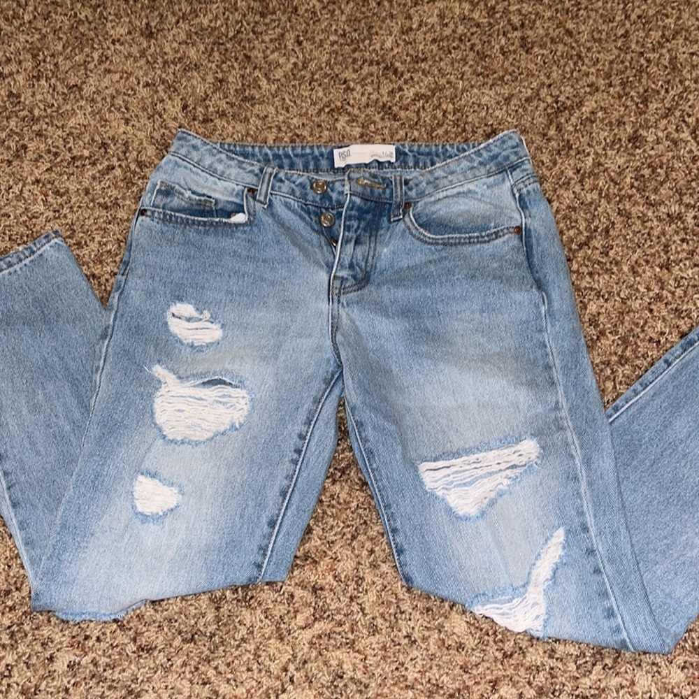Distressed Blue Jeans